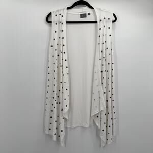 Strazzi Vest Womens Medium White Studded Open Draped Lightweight Boho Western